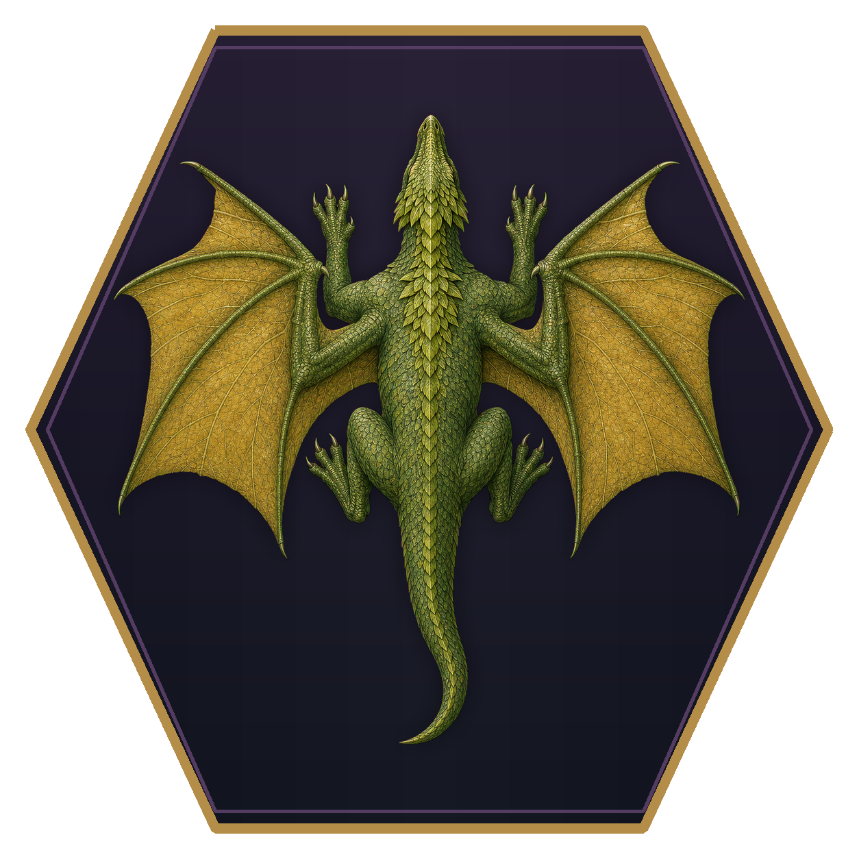 Green Dragon top-down flat-top hex token