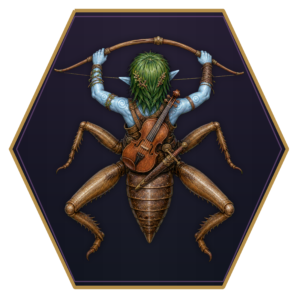 Grig top-down flat-top hex token