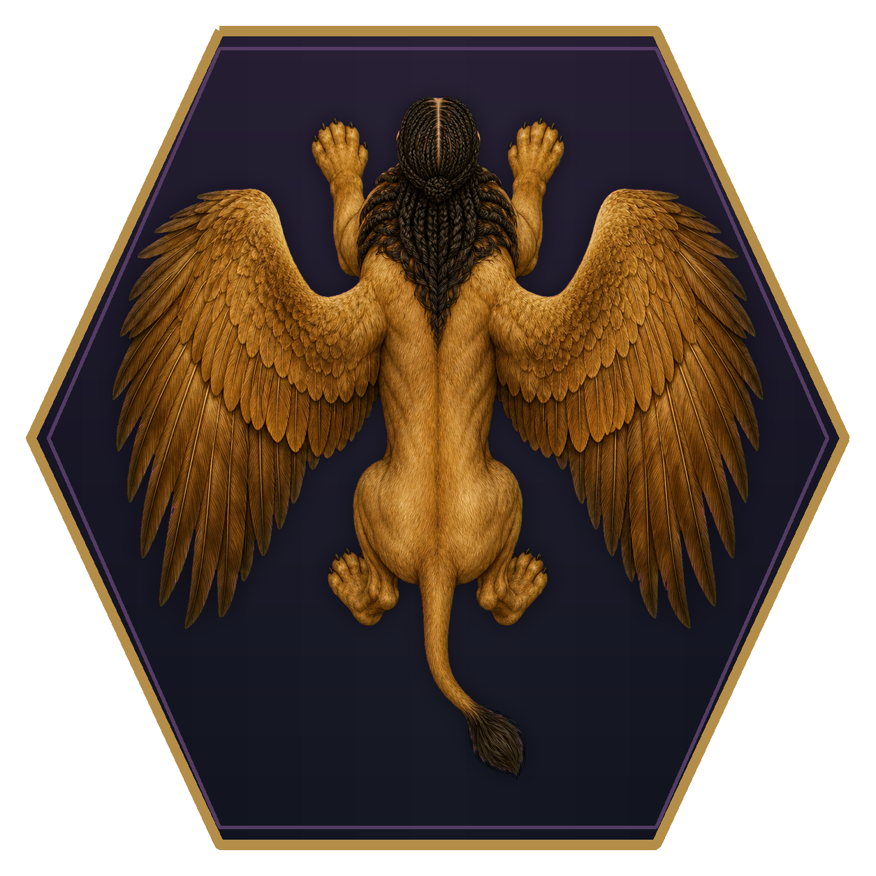 Gynosphinx top-down flat-top hex token