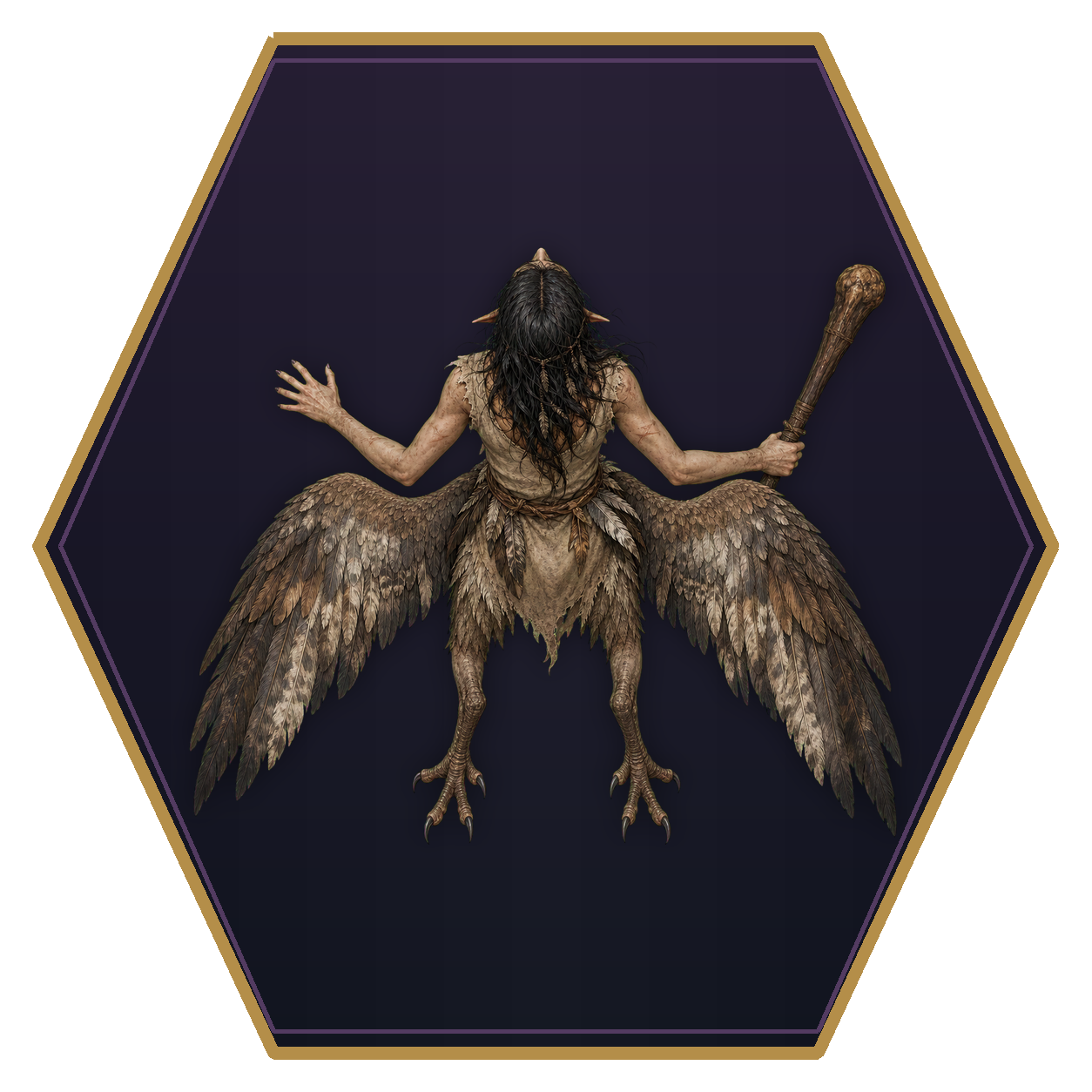 Harpy top-down flat-top hex token