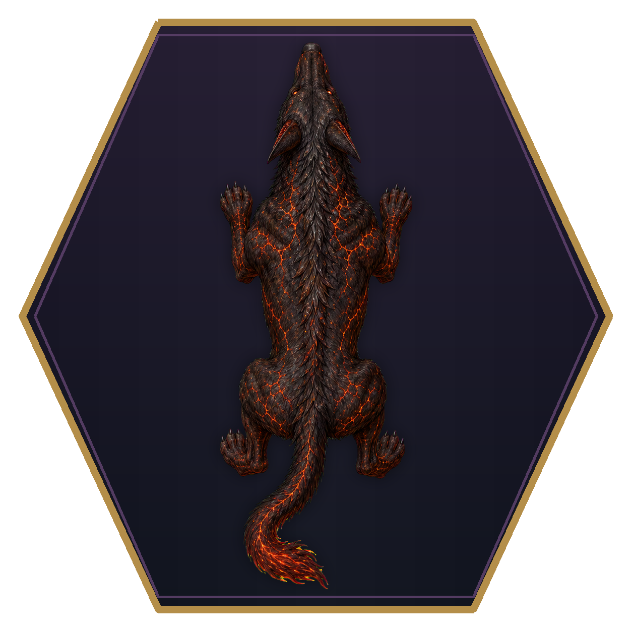 Hell Hound top-down flat-top hex token