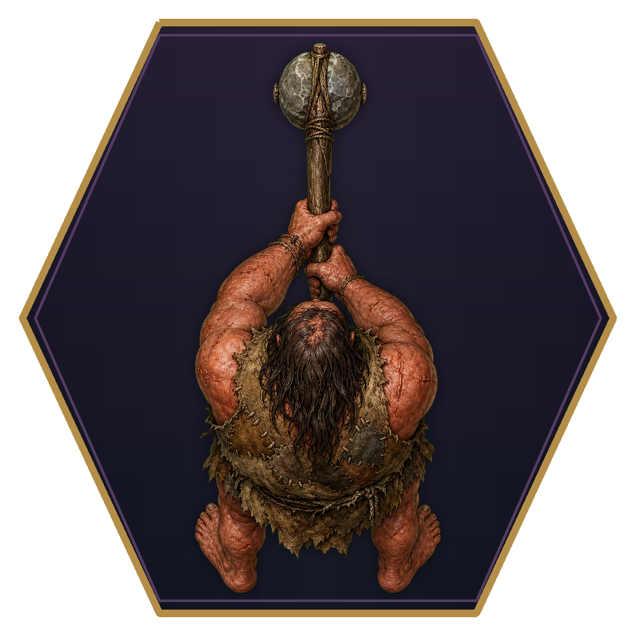 Hill Giant top-down flat-top hex token