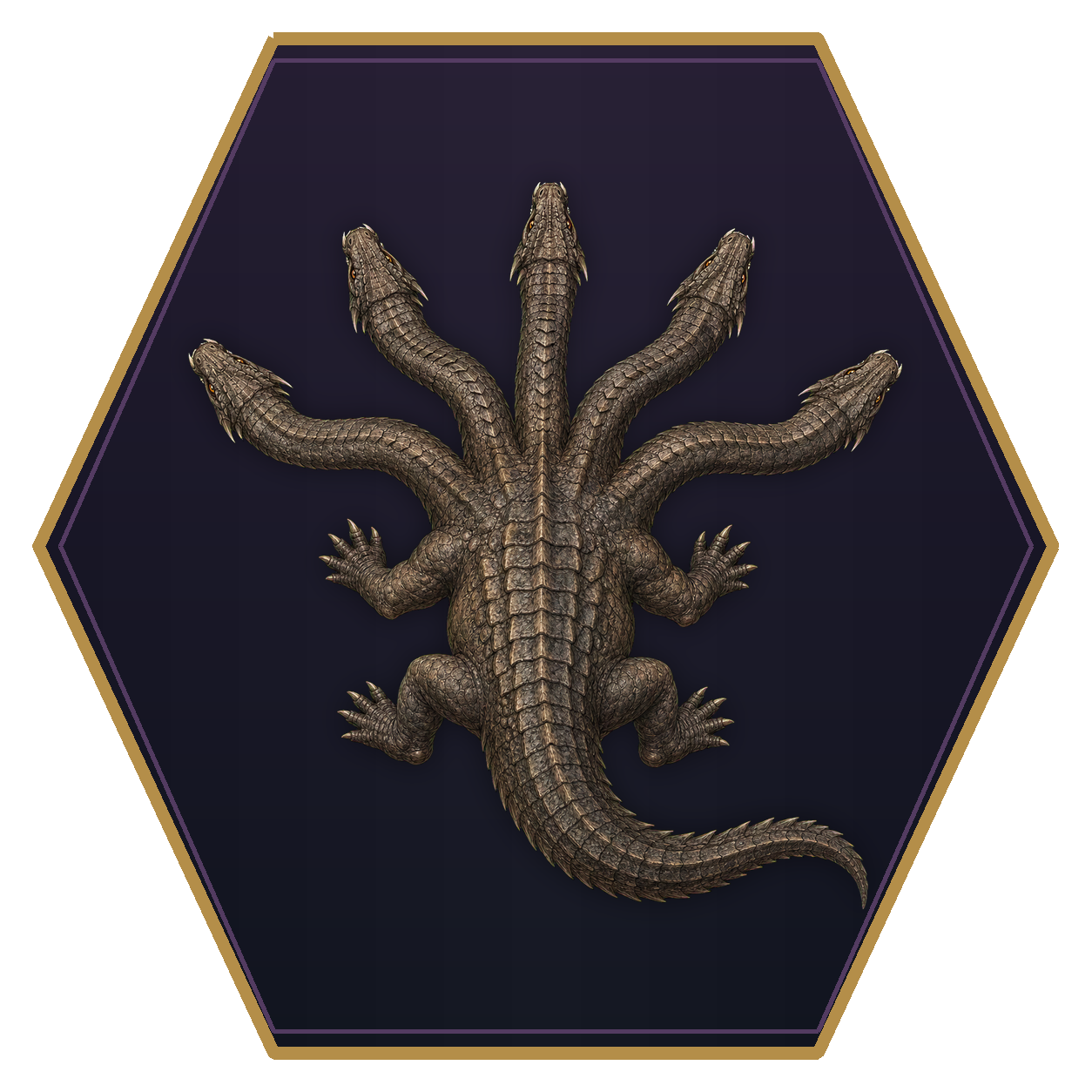 Hydra top-down flat-top hex token