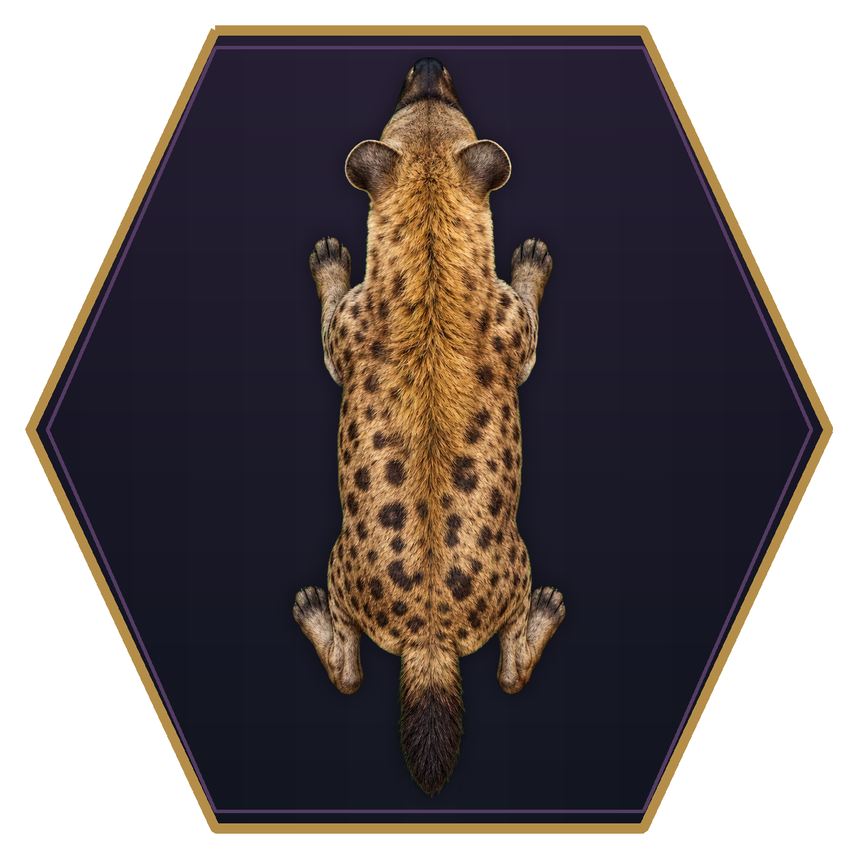 Hyena top-down flat-top hex token