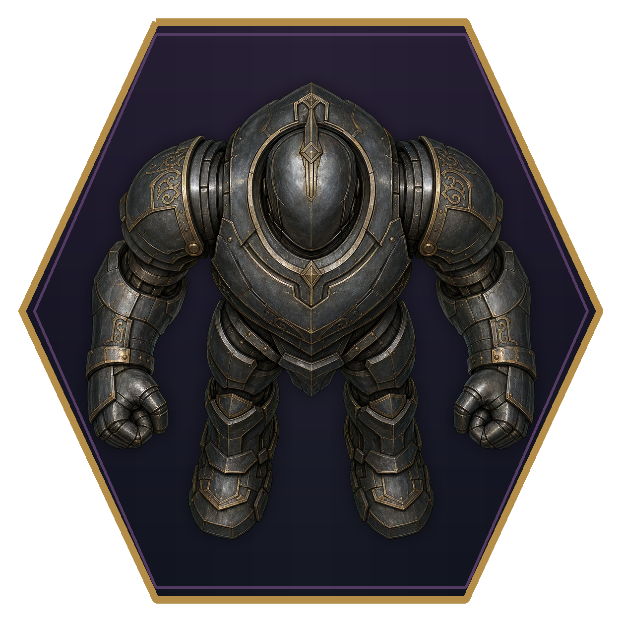 Iron Golem top-down flat-top hex token