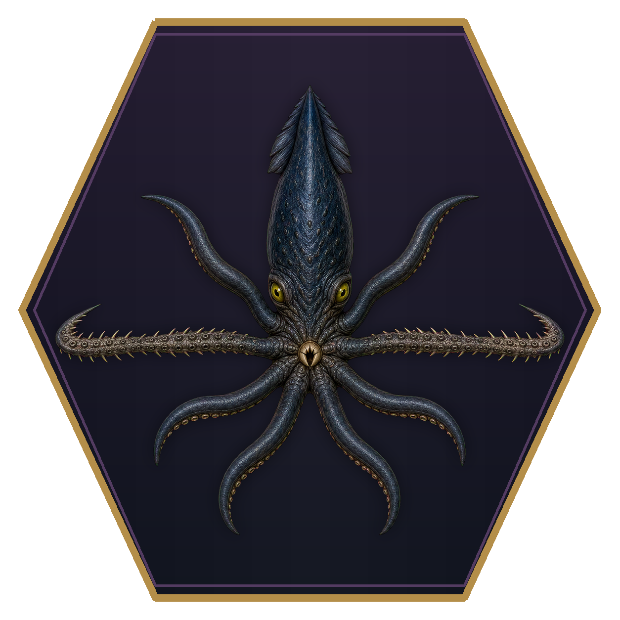 Kraken top-down flat-top hex token