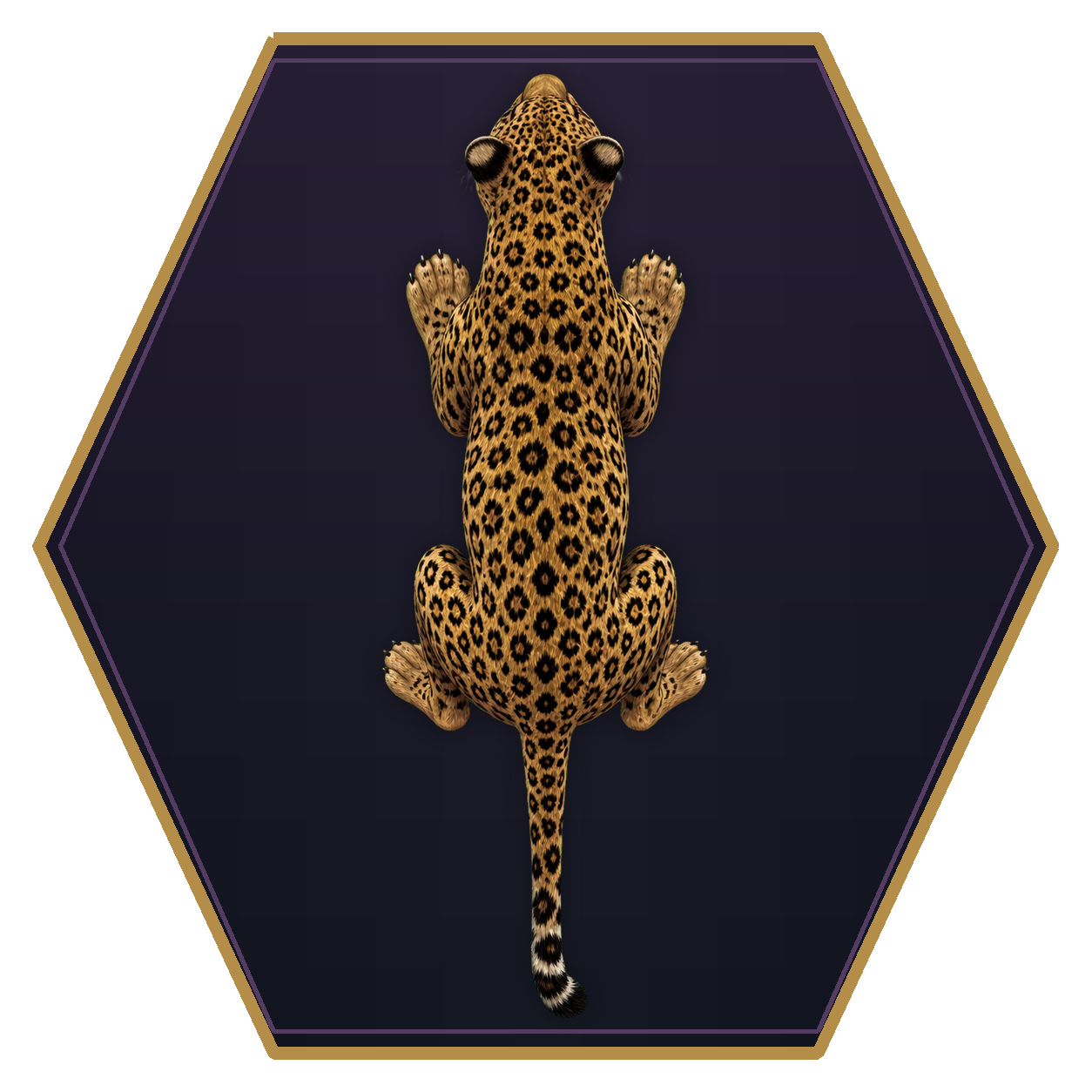 Leopard top-down flat-top hex token