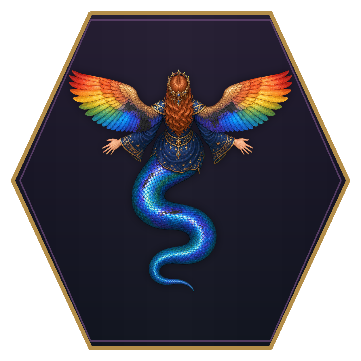 Lillend top-down flat-top hex token