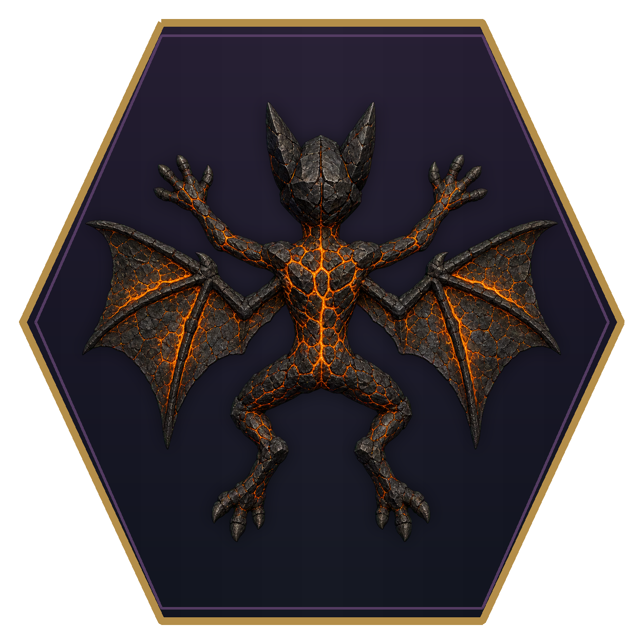 Magma Mephit top-down flat-top hex token