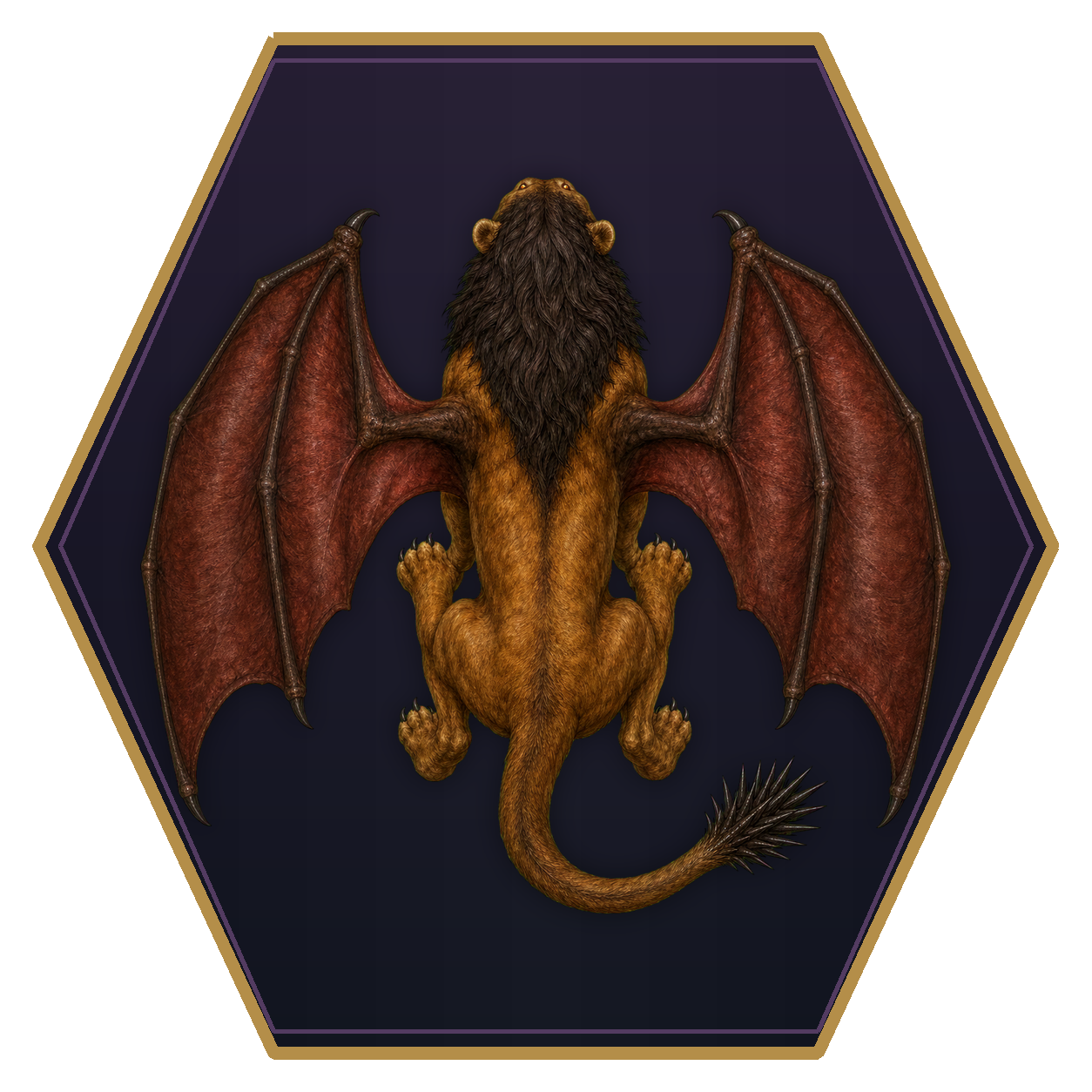 Manticore top-down flat-top hex token