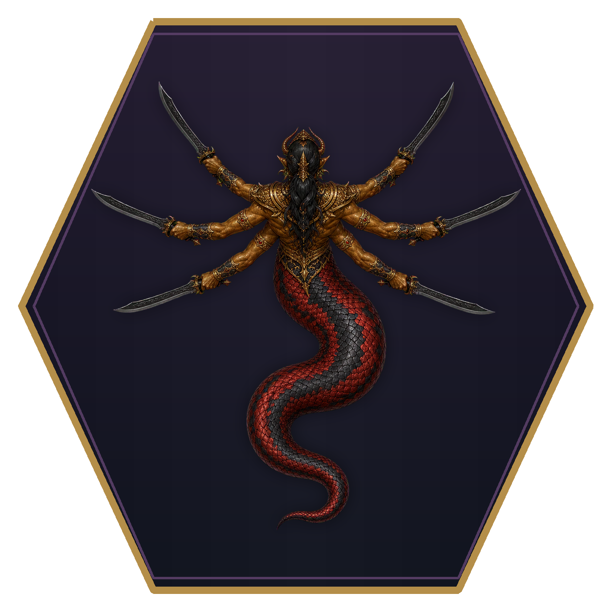 Marilith top-down flat-top hex token