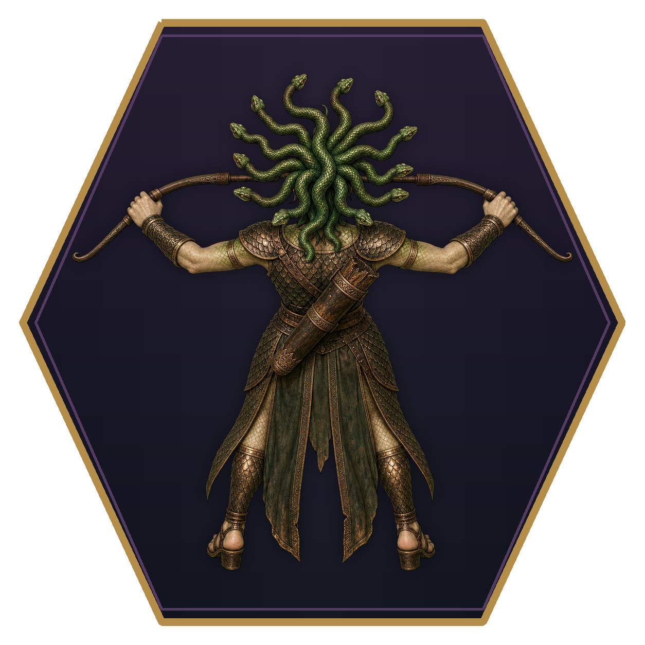Medusa top-down flat-top hex token