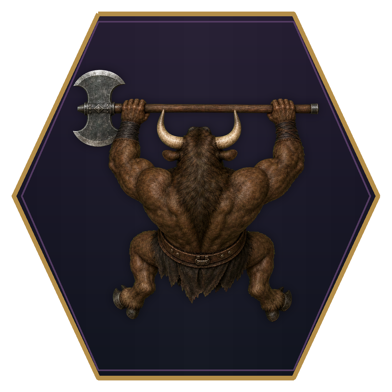 Minotaur top-down flat-top hex token