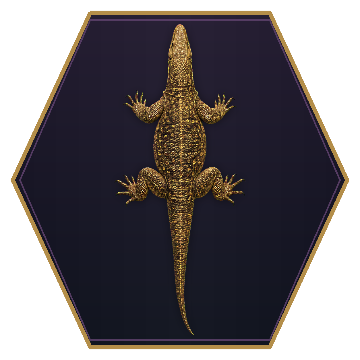 Monitor Lizard top-down flat-top hex token