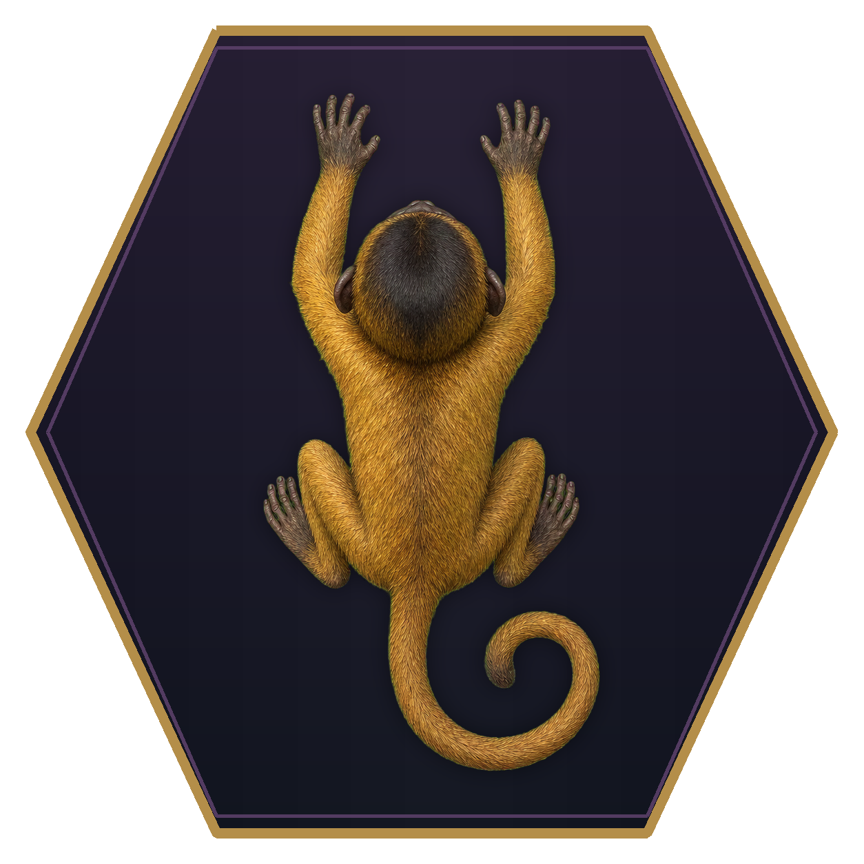 Monkey top-down flat-top hex token