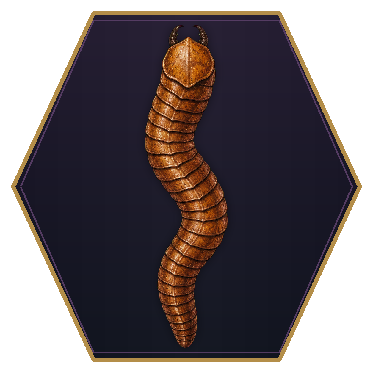 Monstrous Centipede (Tiny) top-down flat-top hex token