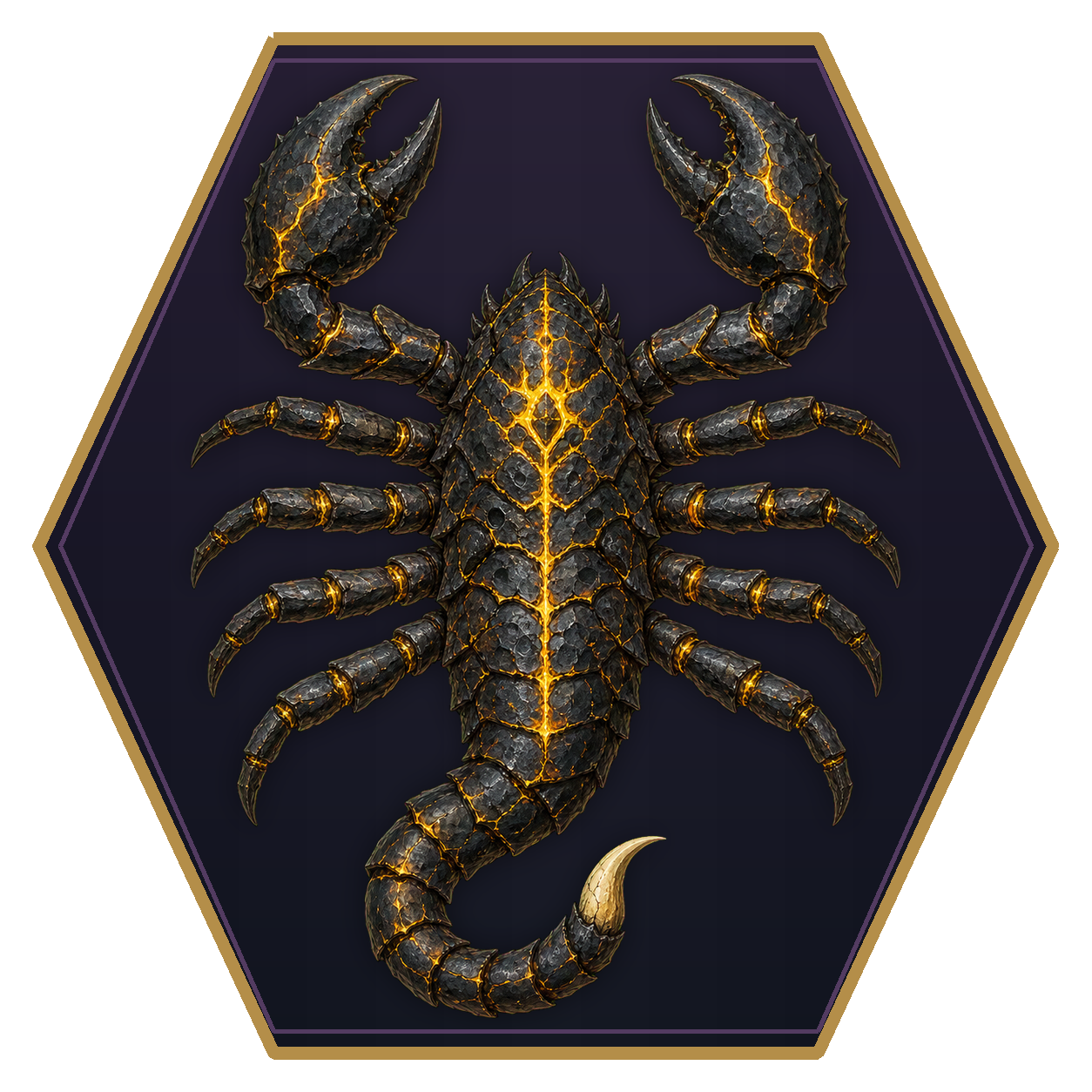 Monstrous Scorpion (Colossal) top-down flat-top hex token