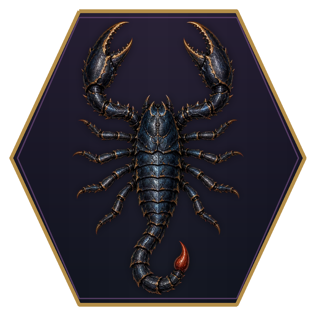 Monstrous Scorpion (Large) top-down flat-top hex token