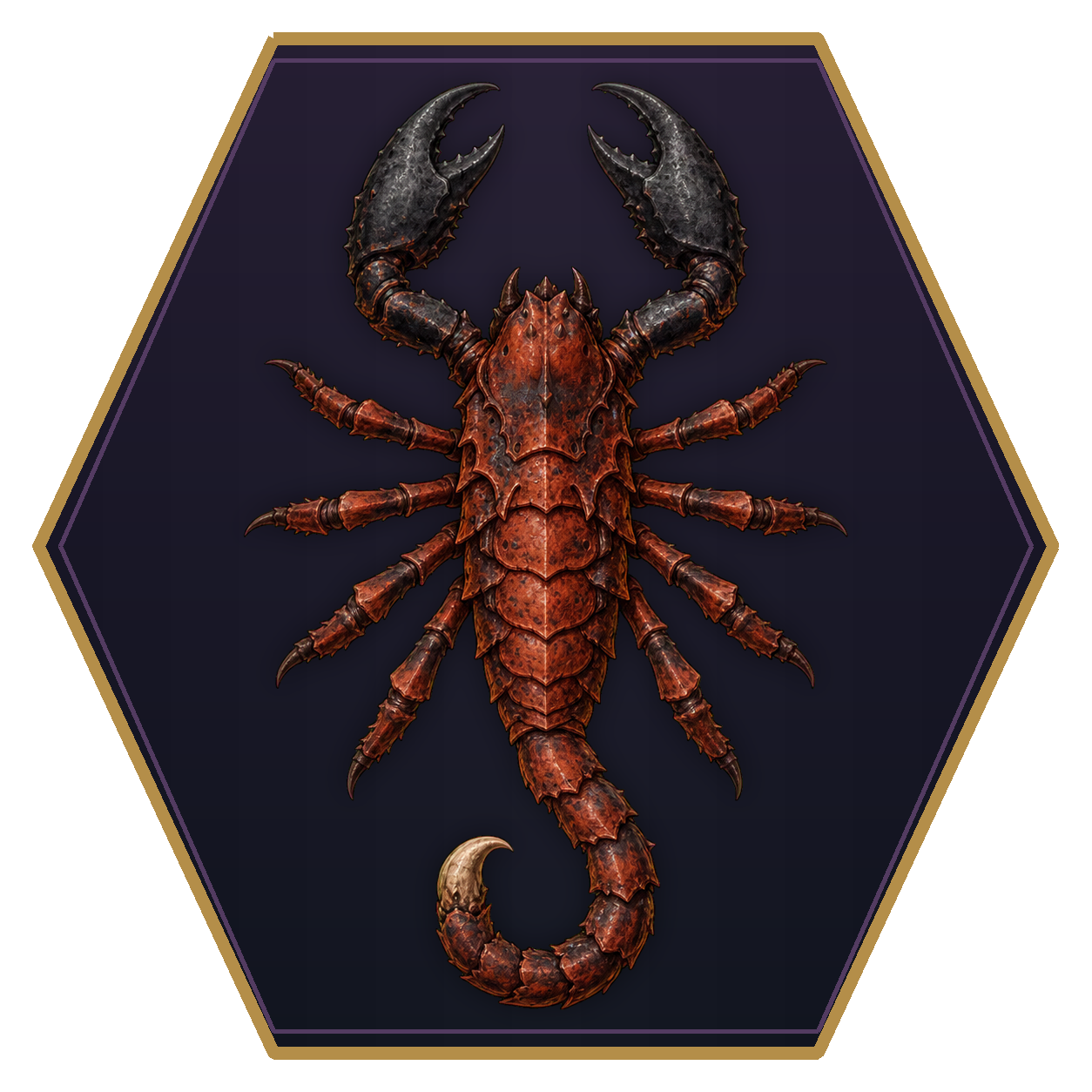 Monstrous Scorpion (Medium) top-down flat-top hex token