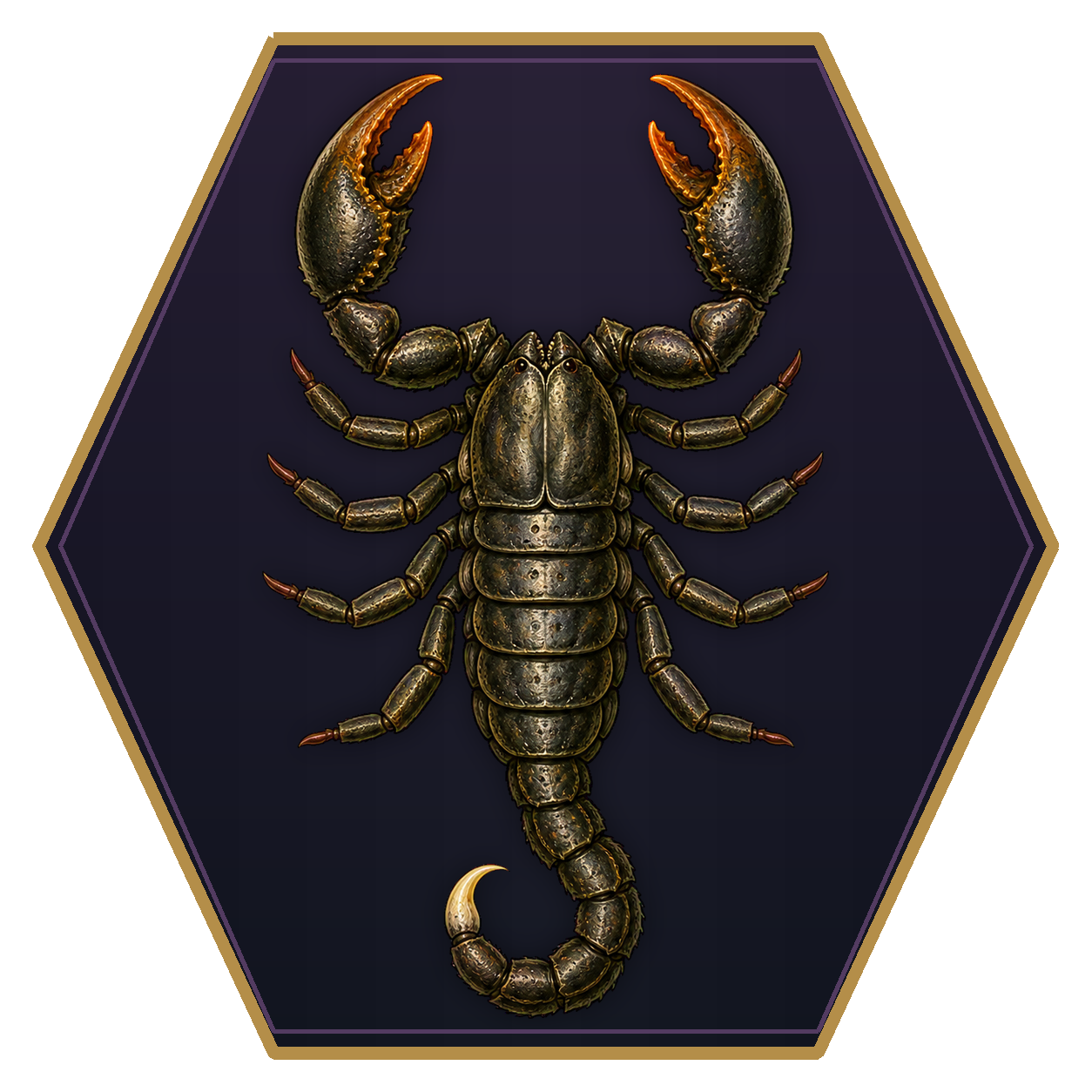 Monstrous Scorpion (Small) top-down flat-top hex token