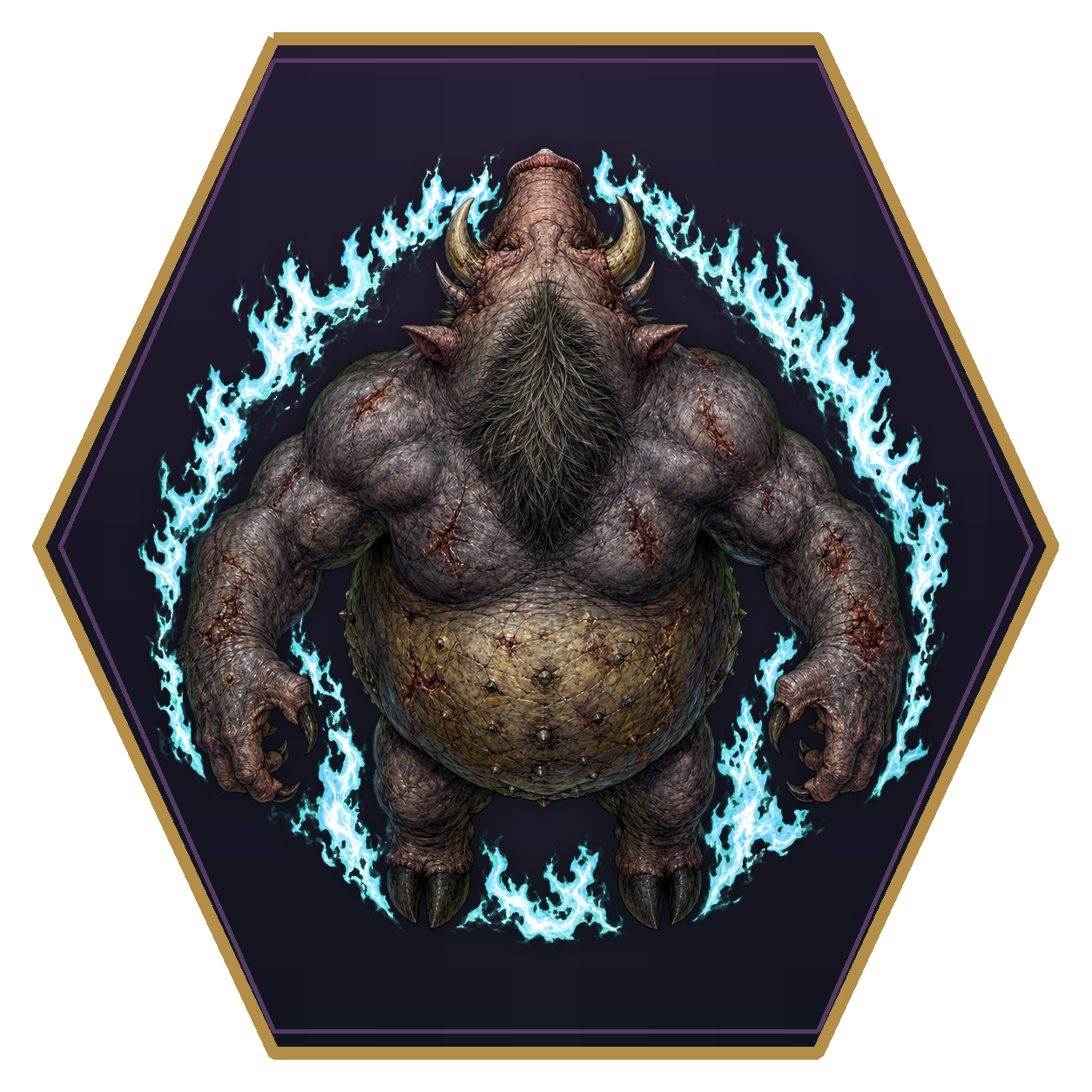 Nalfeshnee top-down flat-top hex token