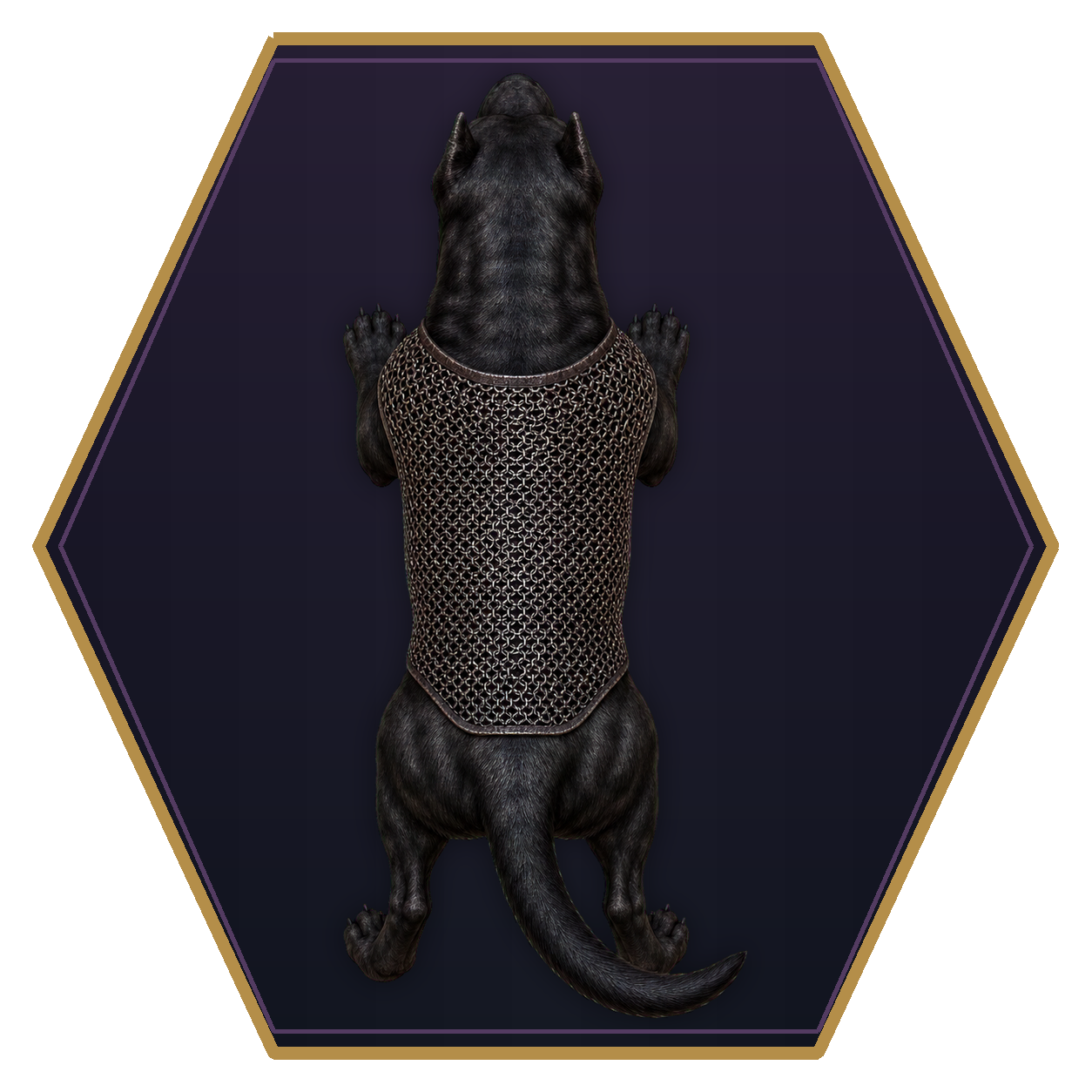 Nessian Warhound top-down flat-top hex token