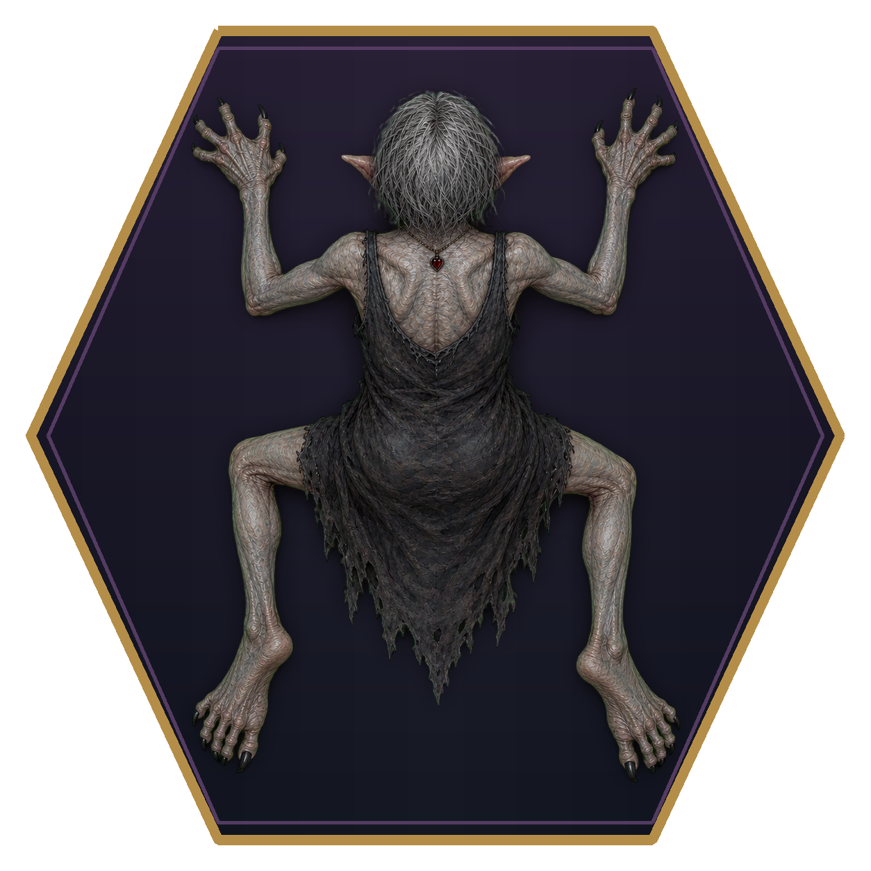 Night Hag top-down flat-top hex token