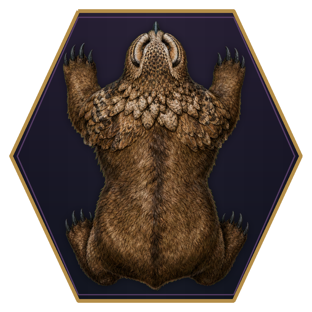 Owlbear top-down flat-top hex token