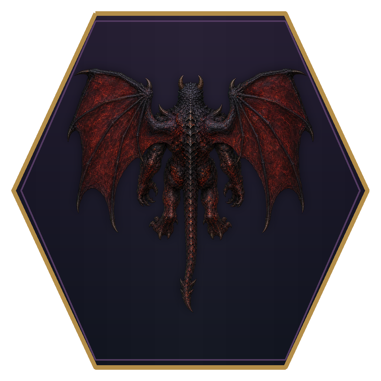 Pit Fiend top-down flat-top hex token
