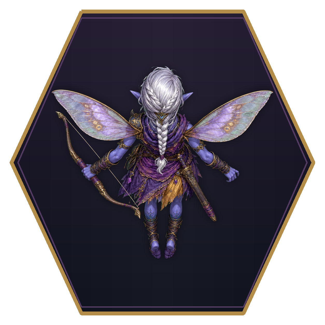 Pixie top-down flat-top hex token