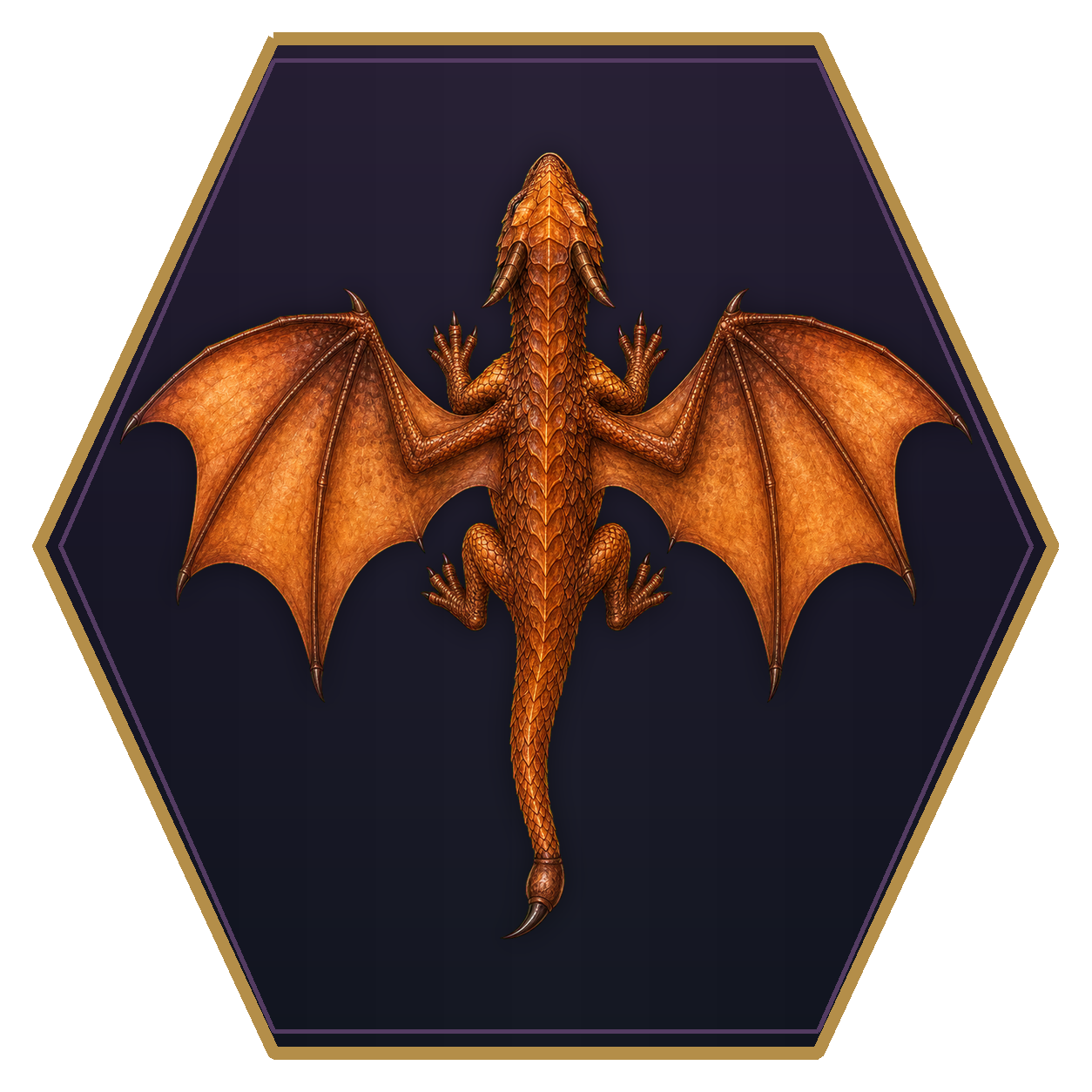 Pseudodragon top-down flat-top hex token