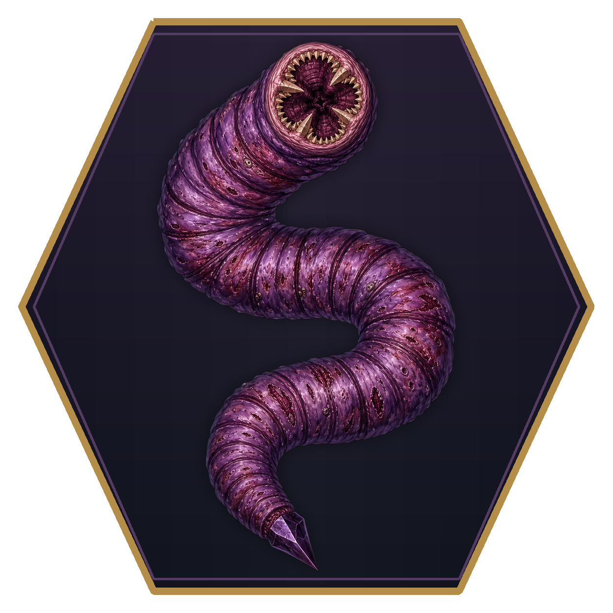 Purple Worm top-down flat-top hex token
