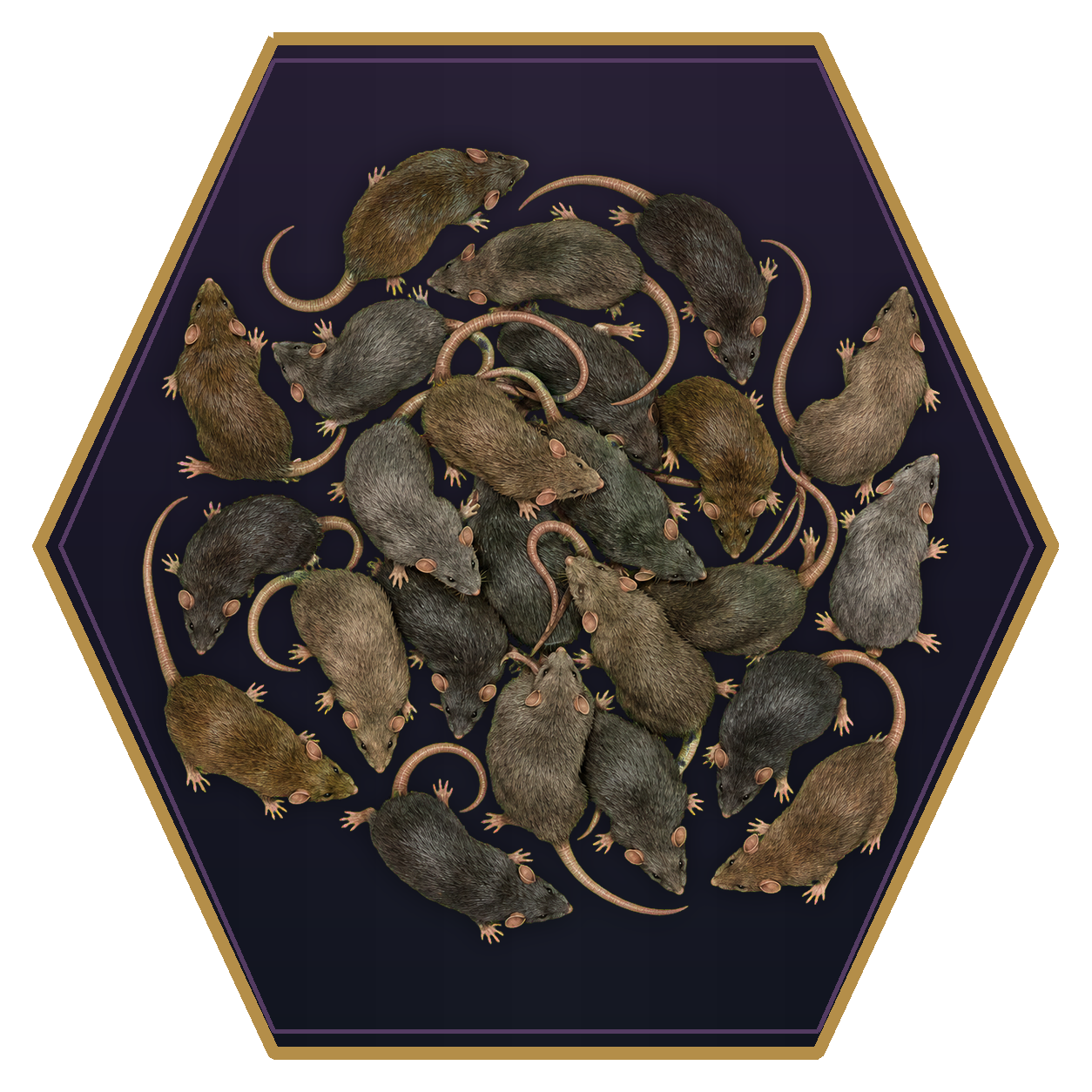 Rat Swarm top-down flat-top hex token
