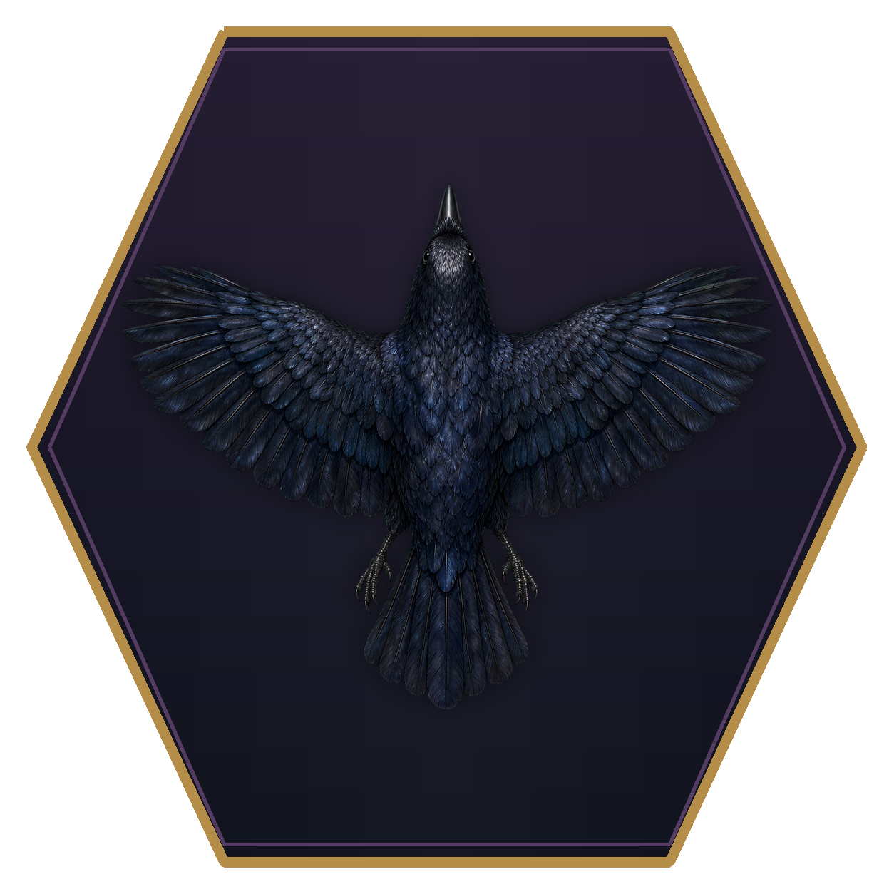 Raven top-down flat-top hex token