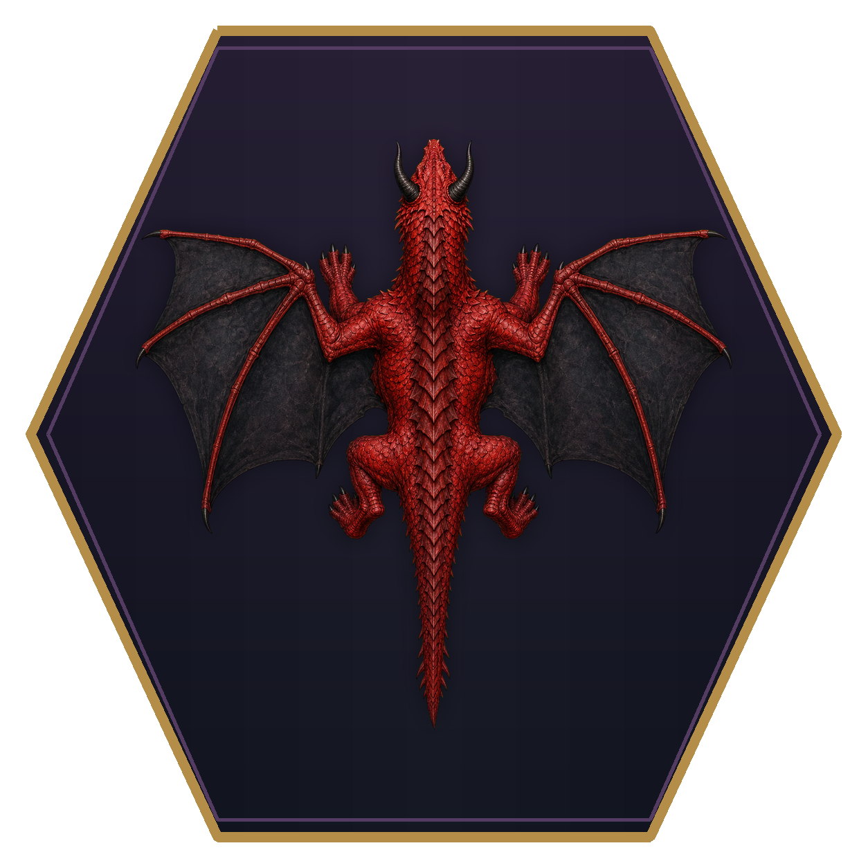 Red Dragon top-down flat-top hex token