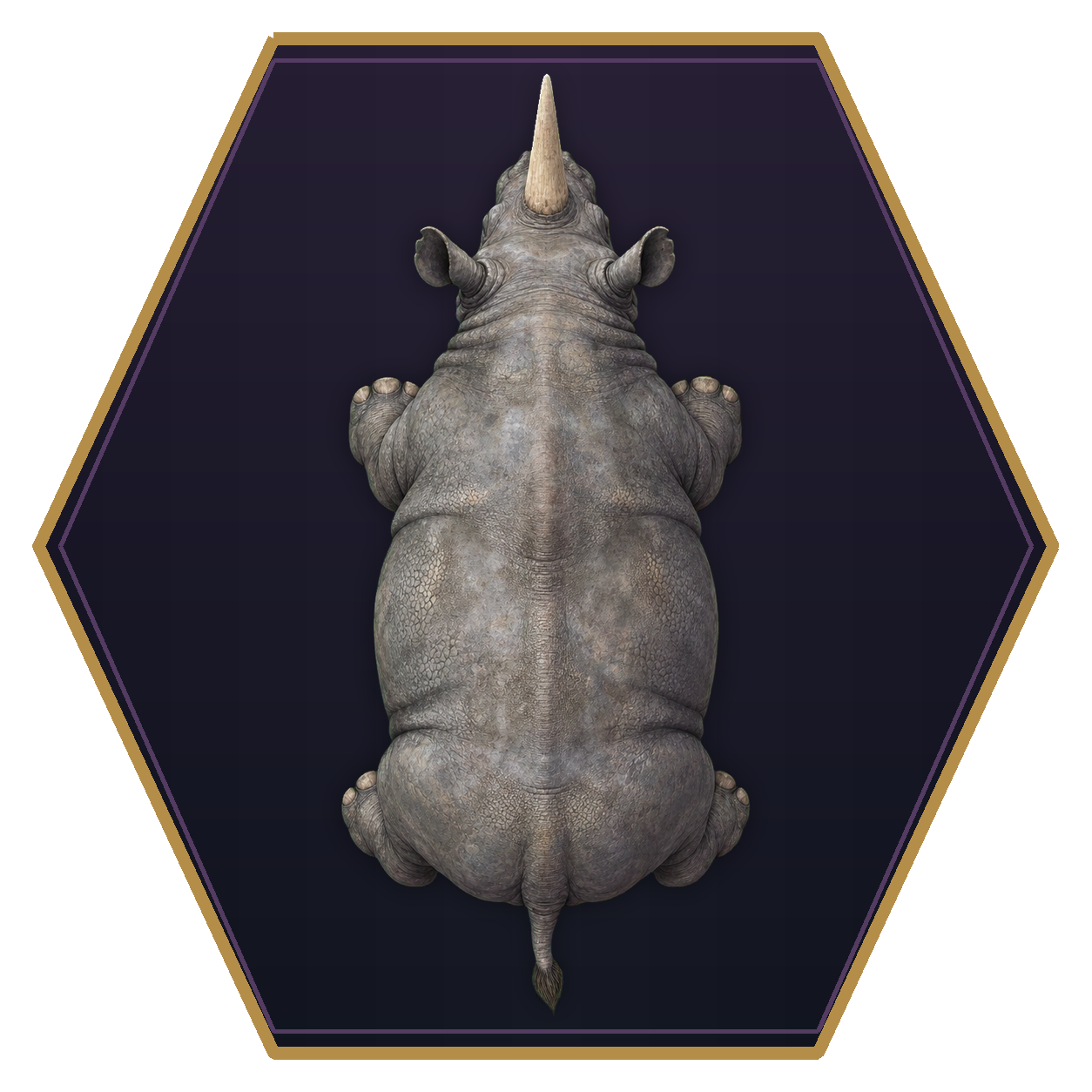 Rhinoceros top-down flat-top hex token