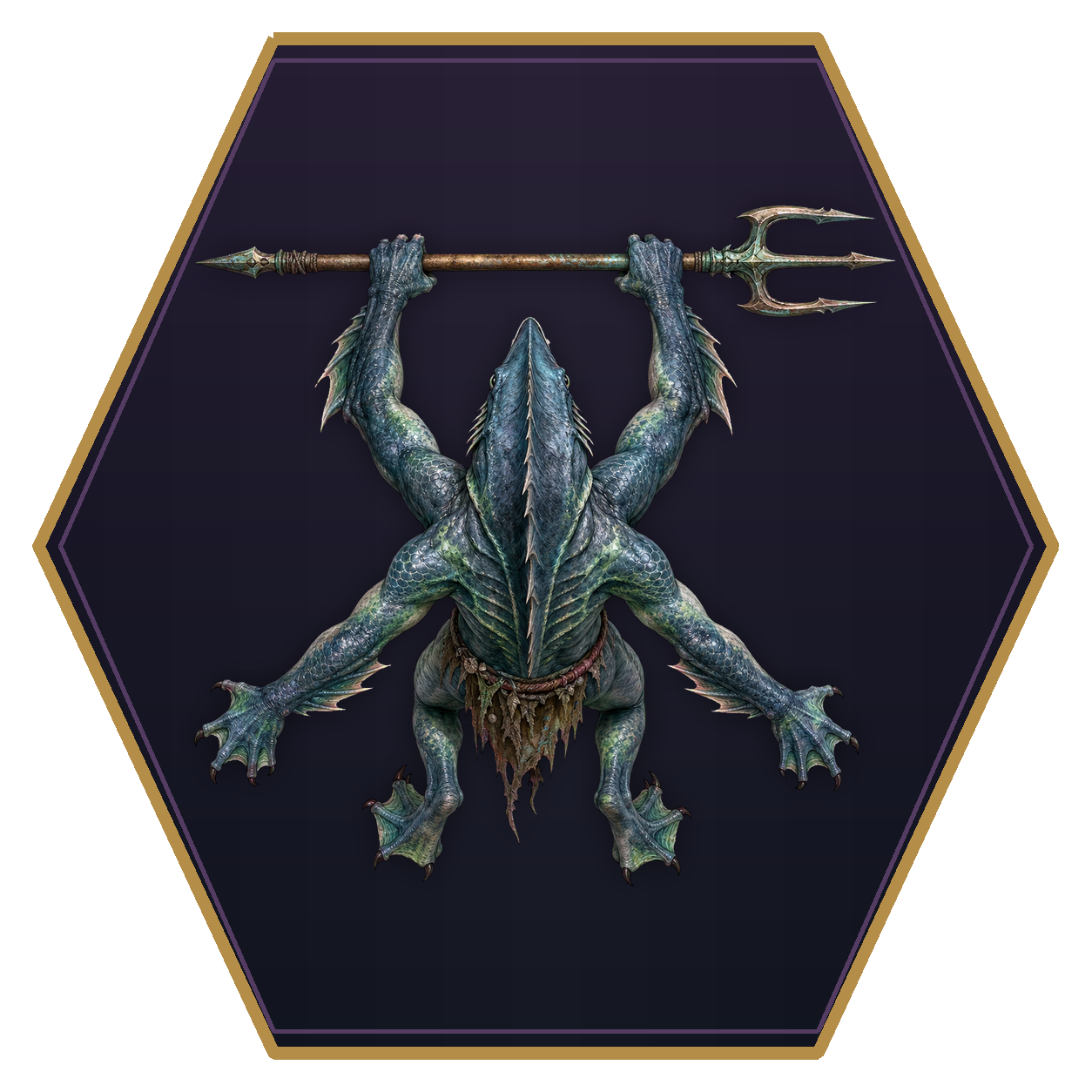 Sahuagin Mutant top-down flat-top hex token