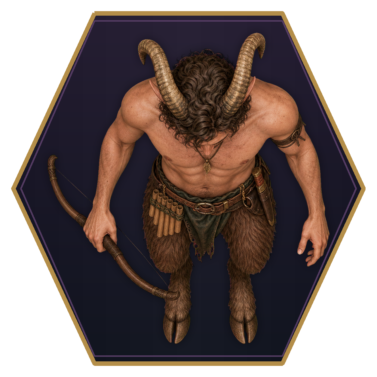 Satyr top-down flat-top hex token