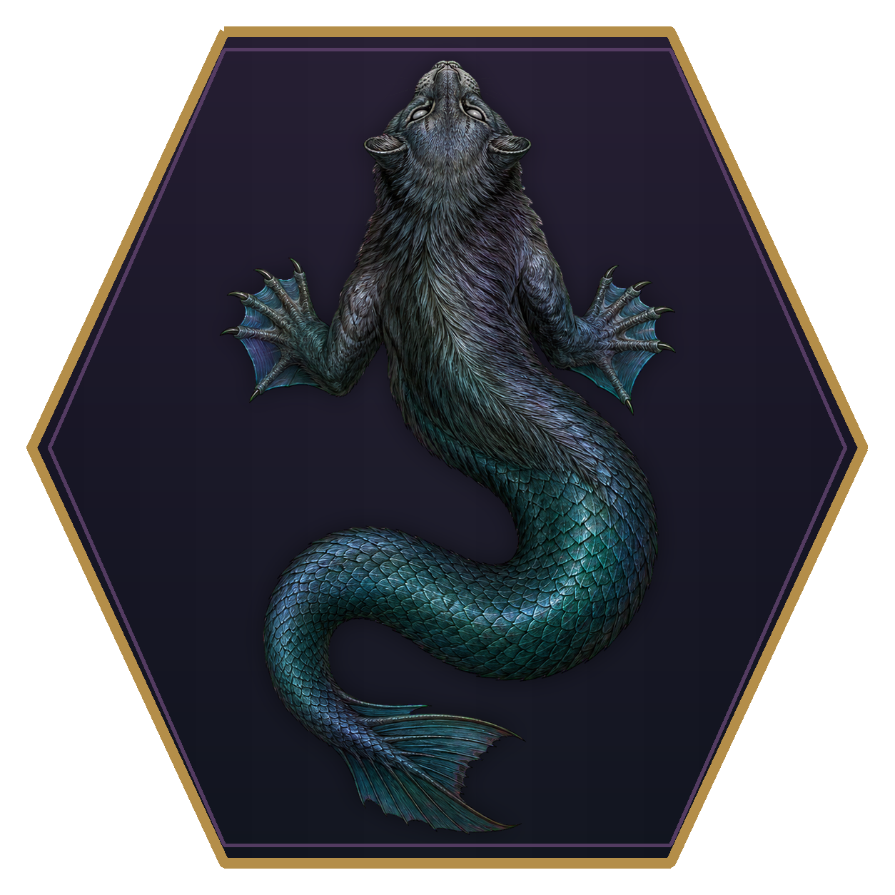 Sea Cat top-down flat-top hex token