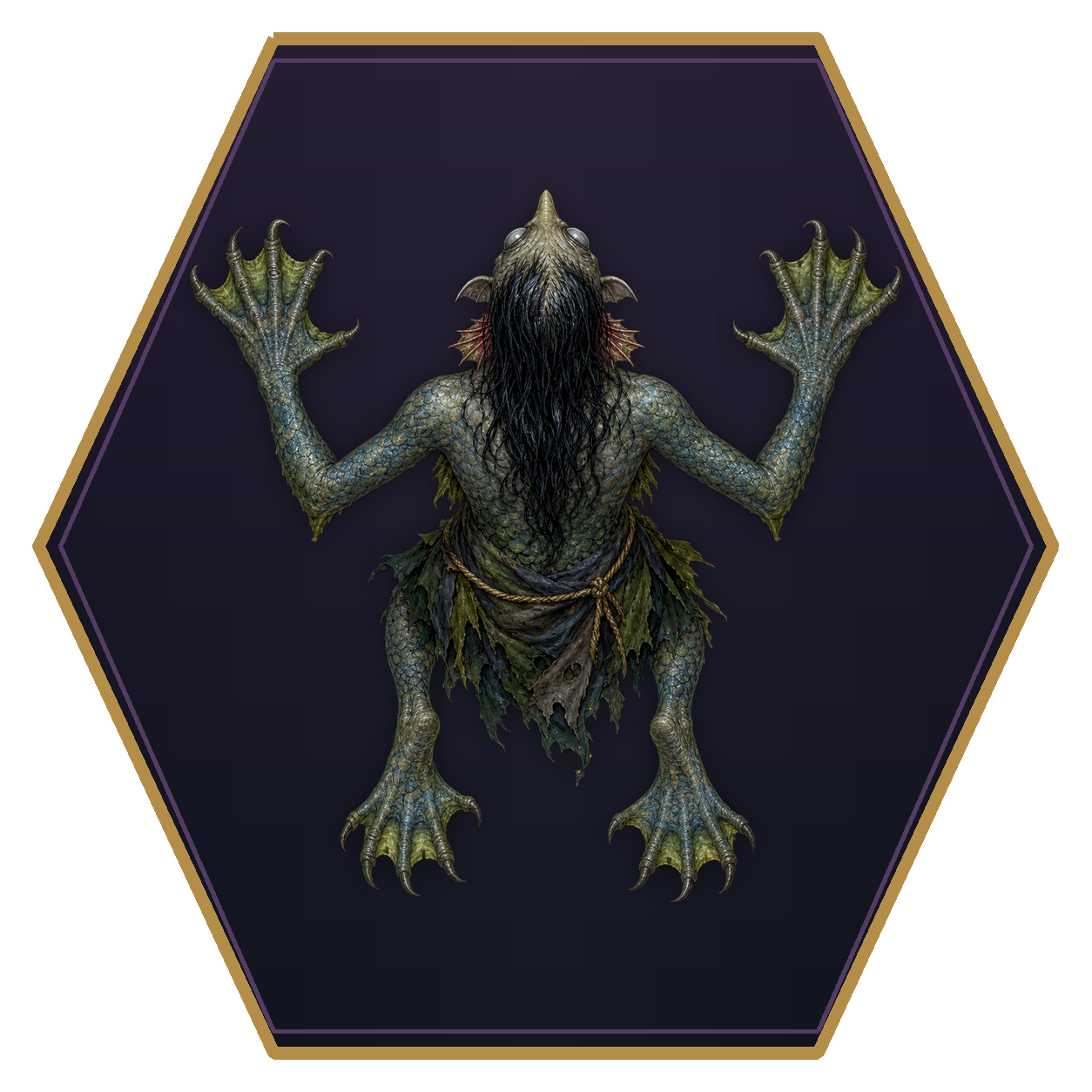 Sea Hag top-down flat-top hex token