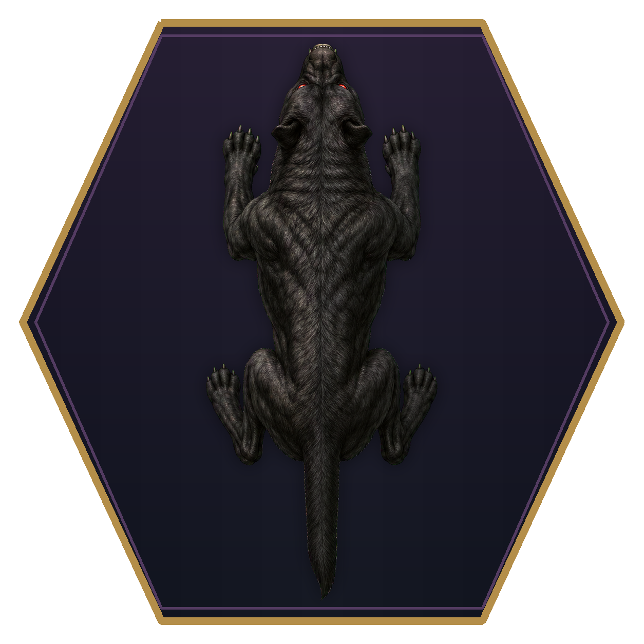 Shadow Mastiff top-down flat-top hex token