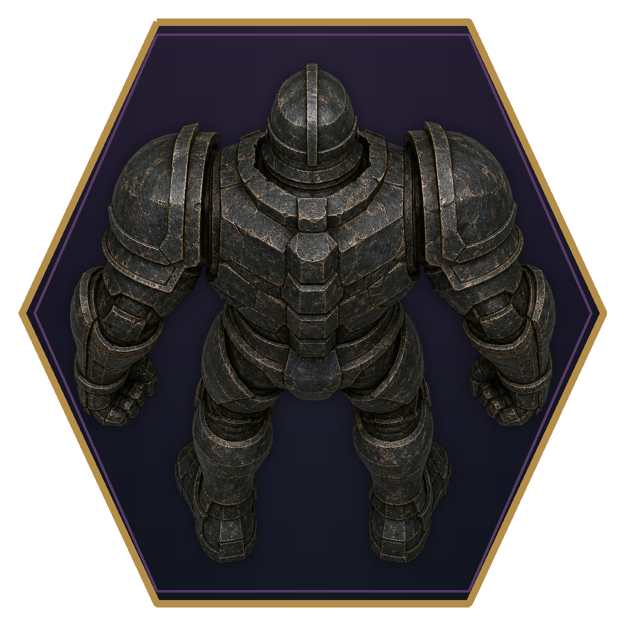 Shield Guardian top-down flat-top hex token