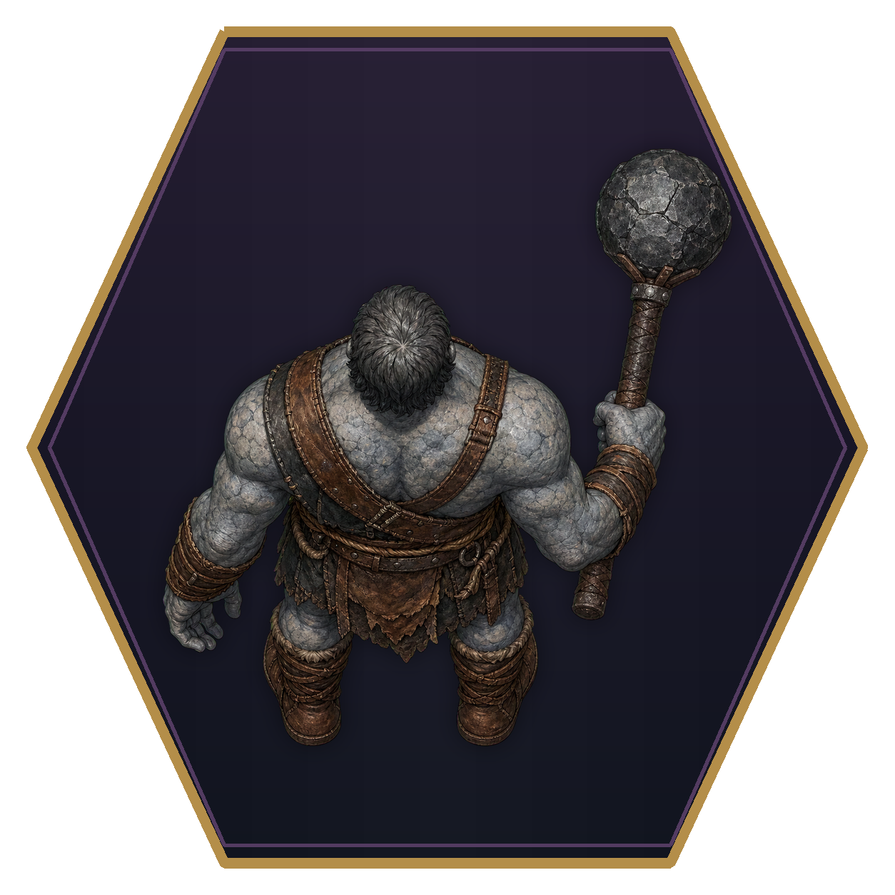 Stone Giant top-down flat-top hex token