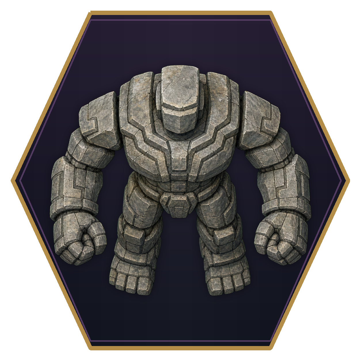 Stone Golem top-down flat-top hex token