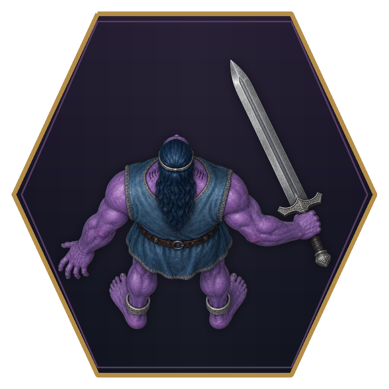 Storm Giant top-down flat-top hex token