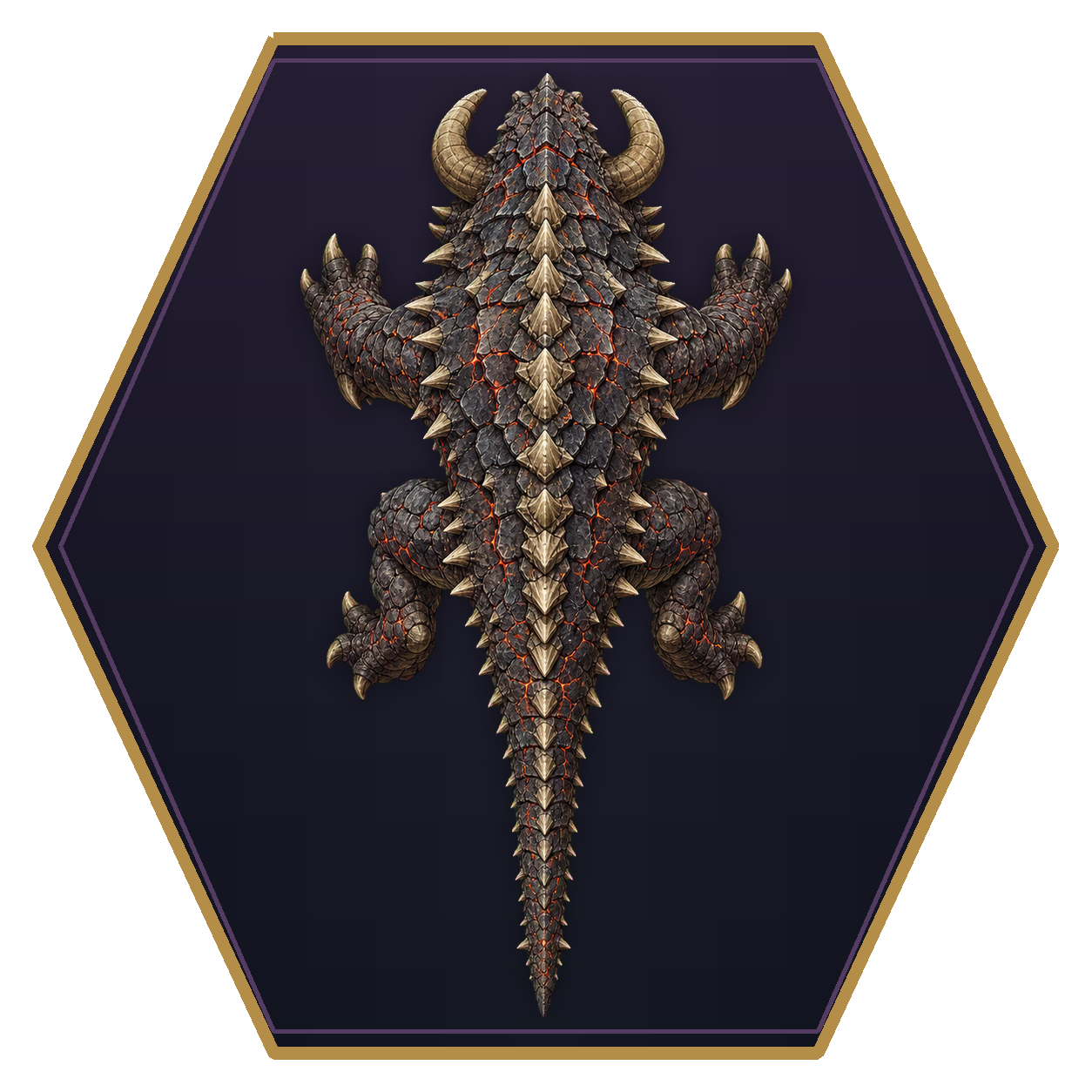 Tarrasque top-down flat-top hex token