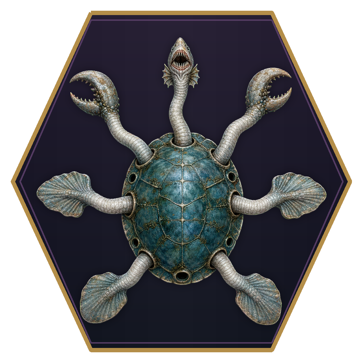 Tojanida top-down flat-top hex token