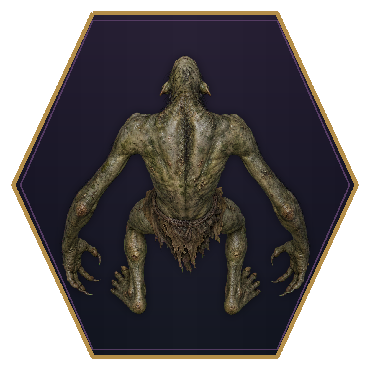 Troll top-down flat-top hex token