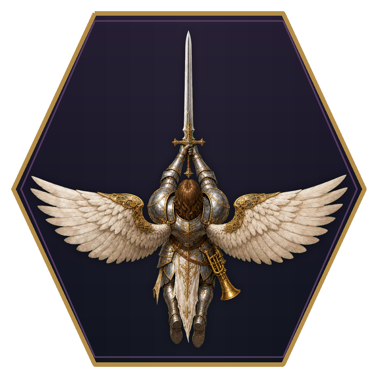 Trumpet Archon top-down flat-top hex token