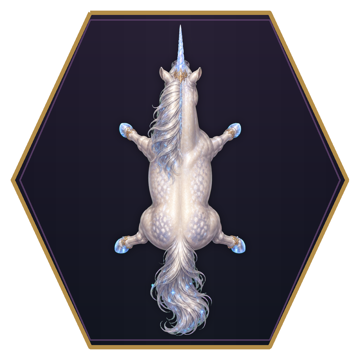 Unicorn top-down flat-top hex token